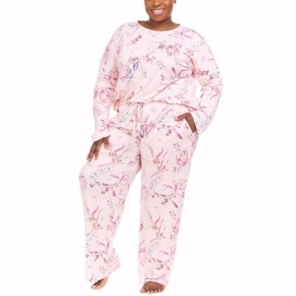 FLORA NIKROOZ Pajama Set Pink Blush Botanical Kathy - Large - Picture 1 of 6